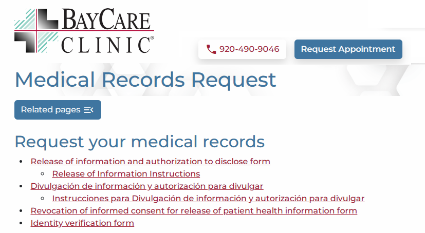 How to Request BayCare Clinic Medical Records